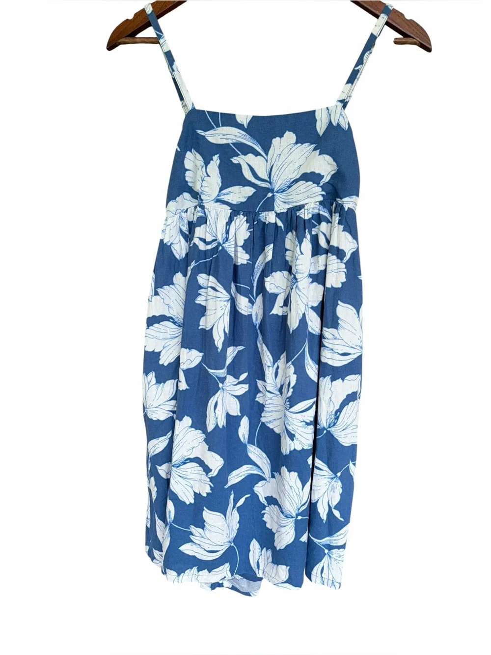 GAP NWT Blue and White Floral Linen Blend Gurls Summer Dress Tropical